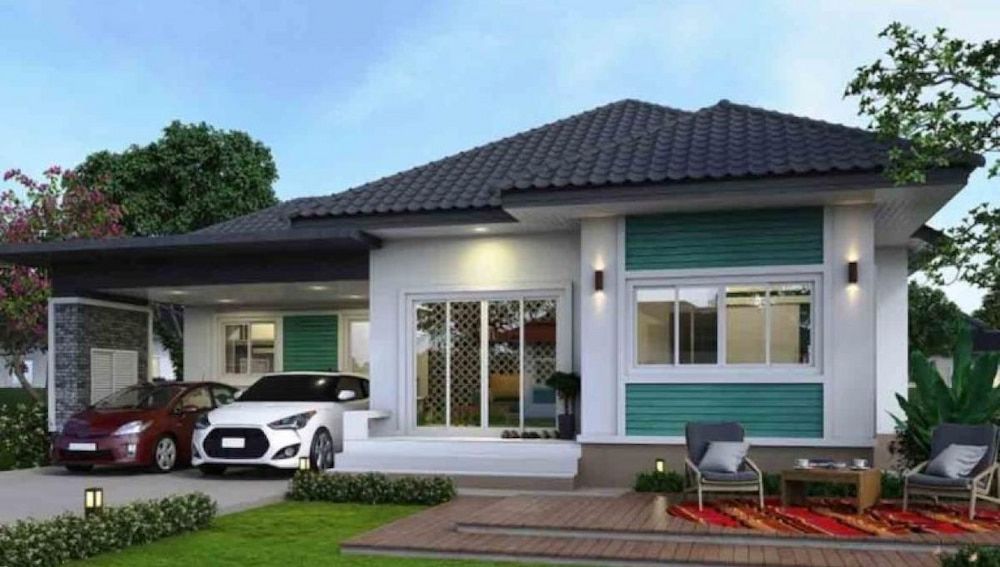 A White House With a Black Roof and Two Cars Parked in Front of It — Ozi Construction Pty Ltd in Chatswood, NSW