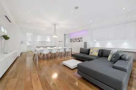 View of a shiny timber flooring on a house