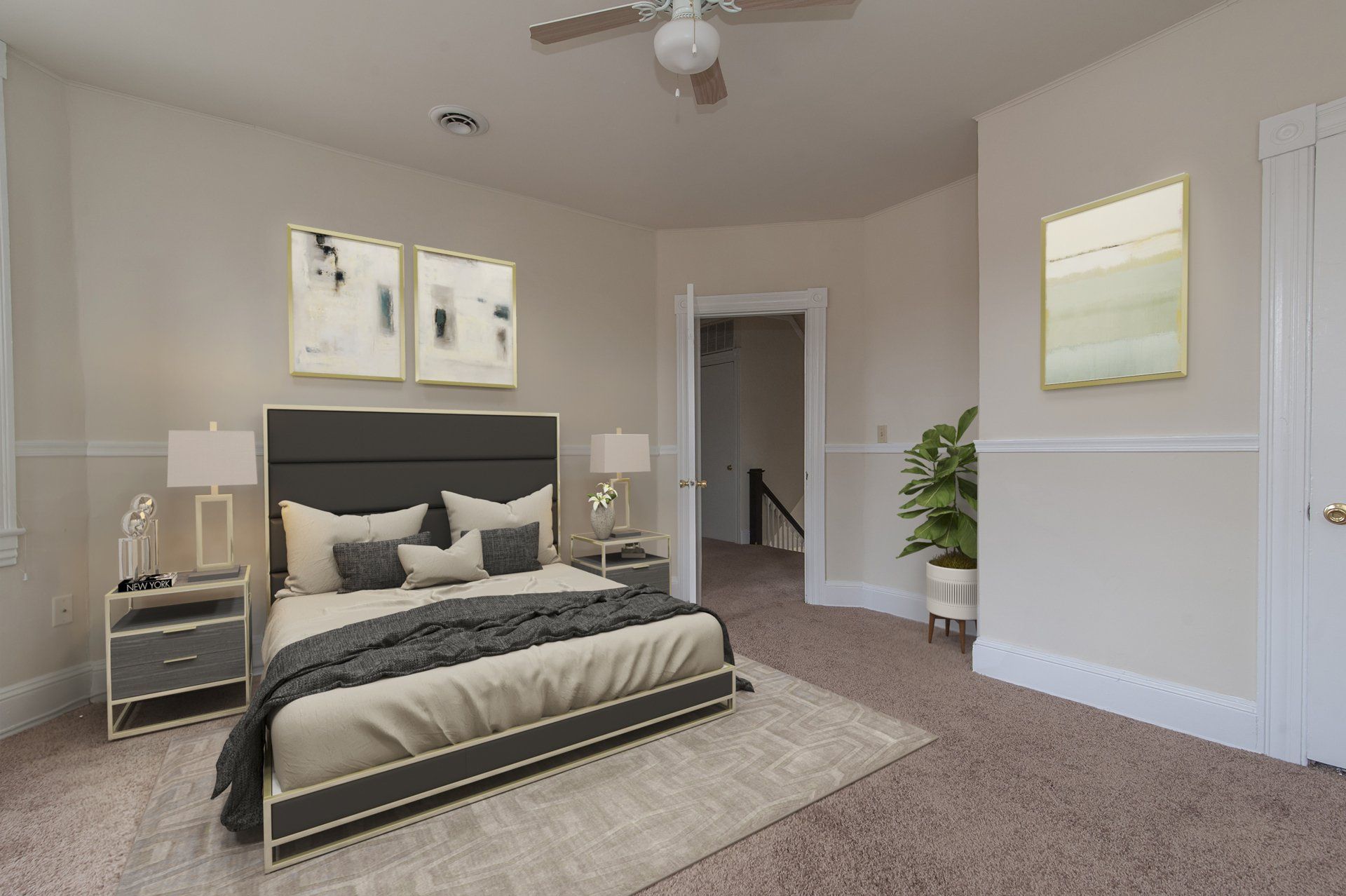 Bedroom with ceiling fan