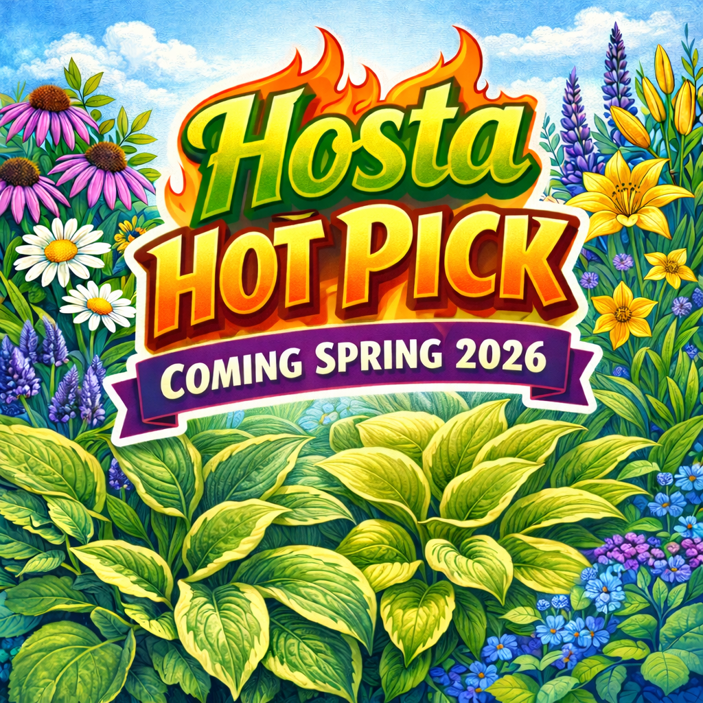 A sign that says `` coming soon '' next to a branch of eucalyptus leaves.