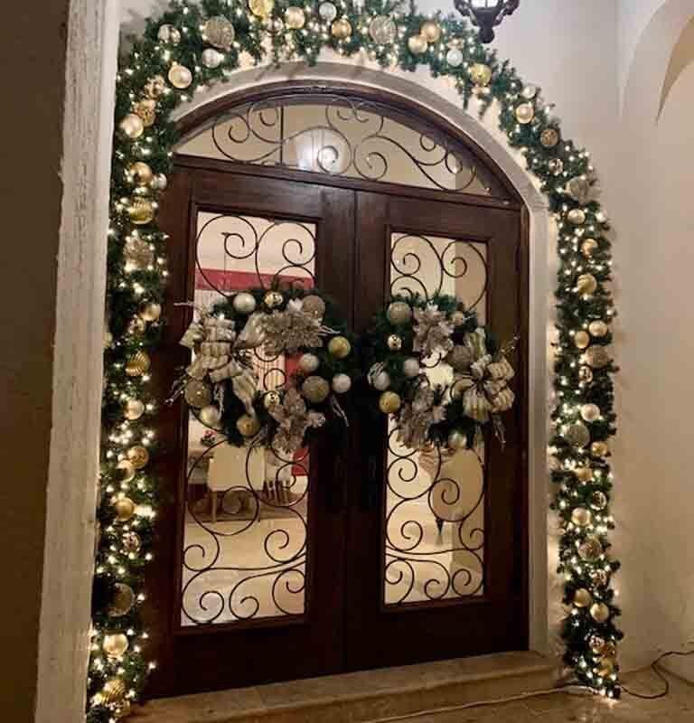 Designer front door display in Coral Gables