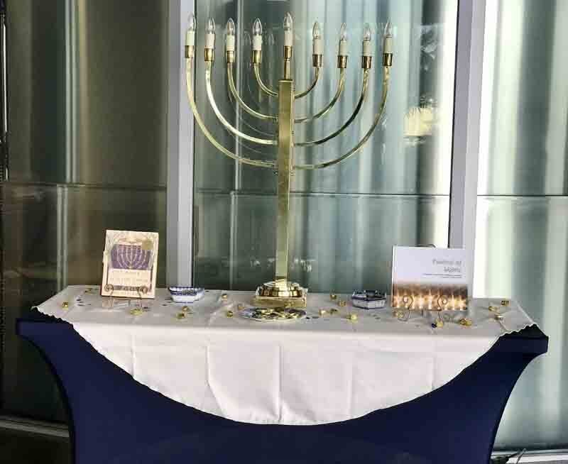 Elegant solid brass menorah in Miami hotel