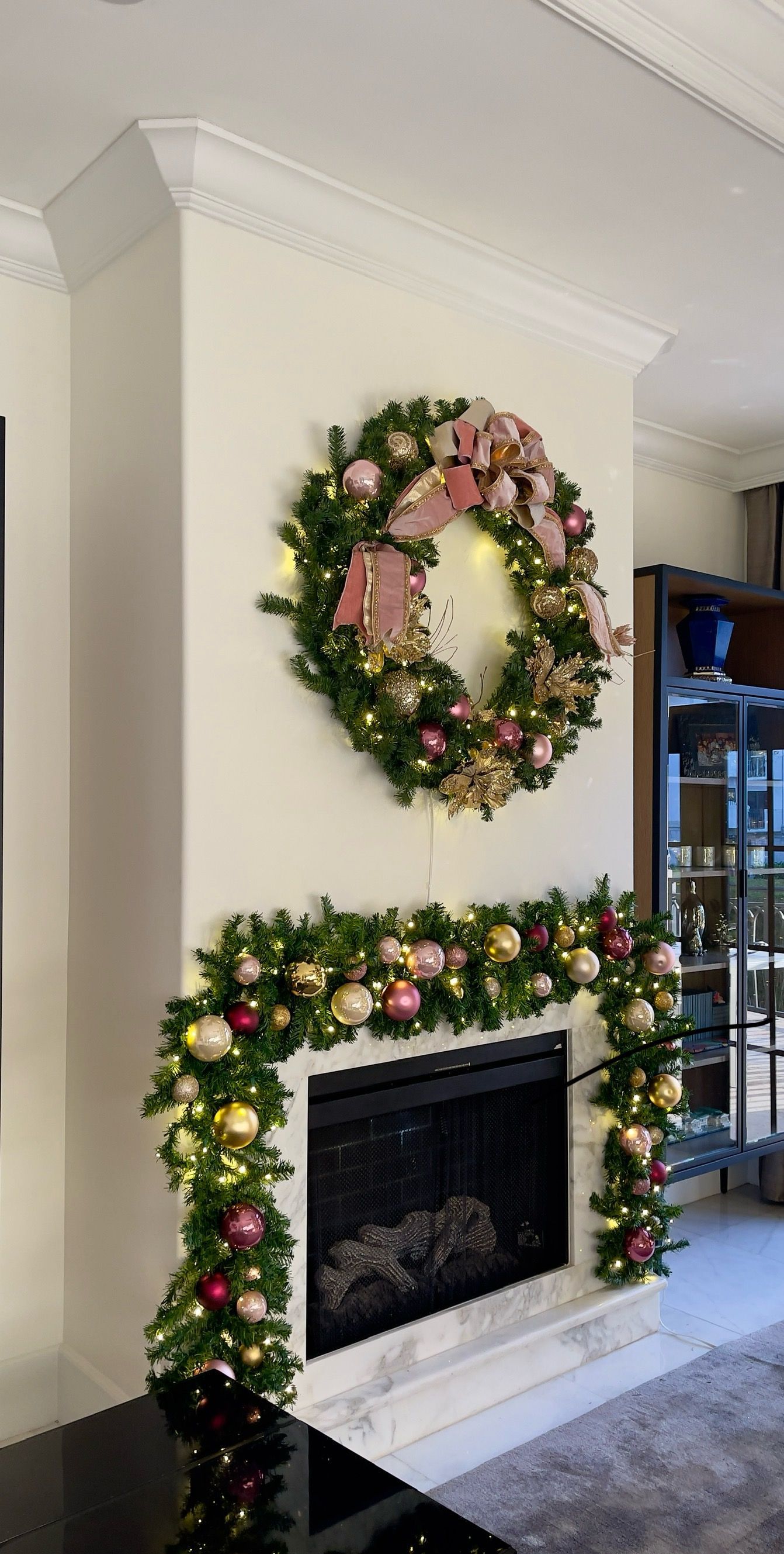 Beautiful decorated fireplace in Coral Gables