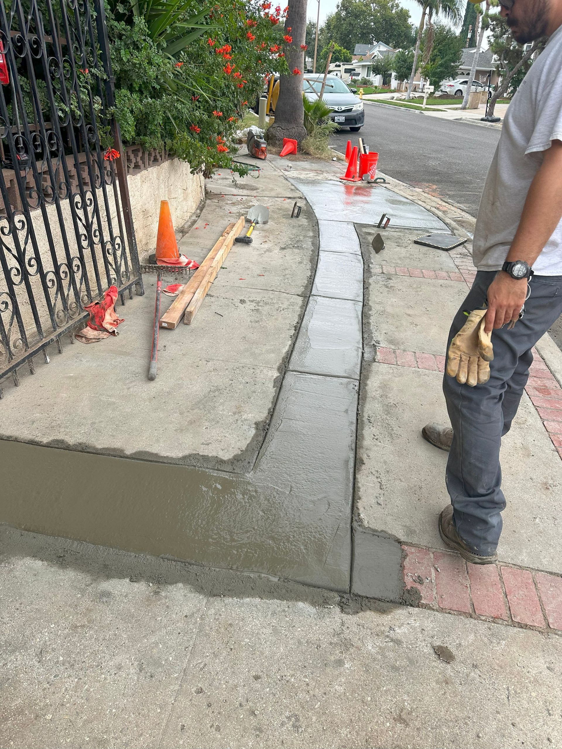Service worker greeting homeowner