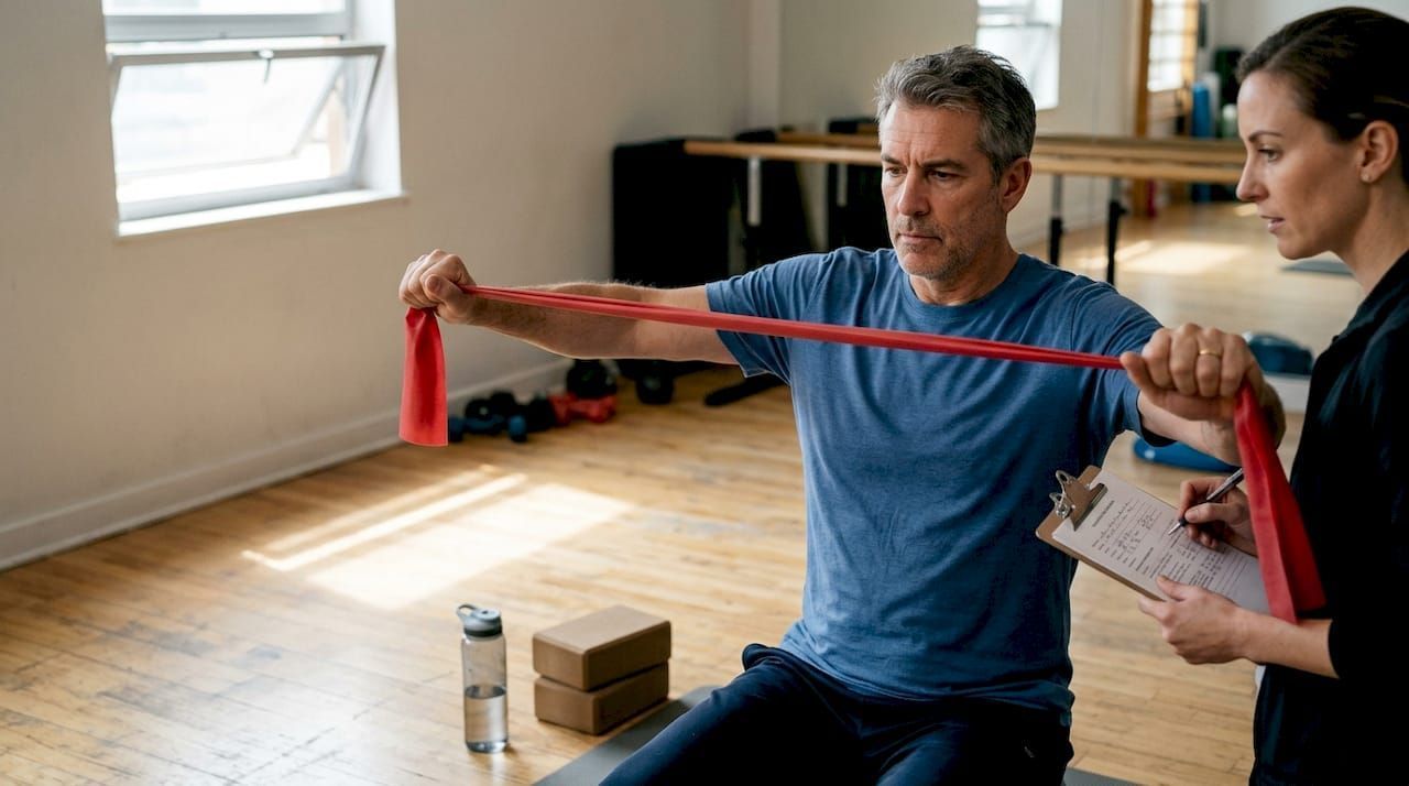 Patient doing therapeutic exercises