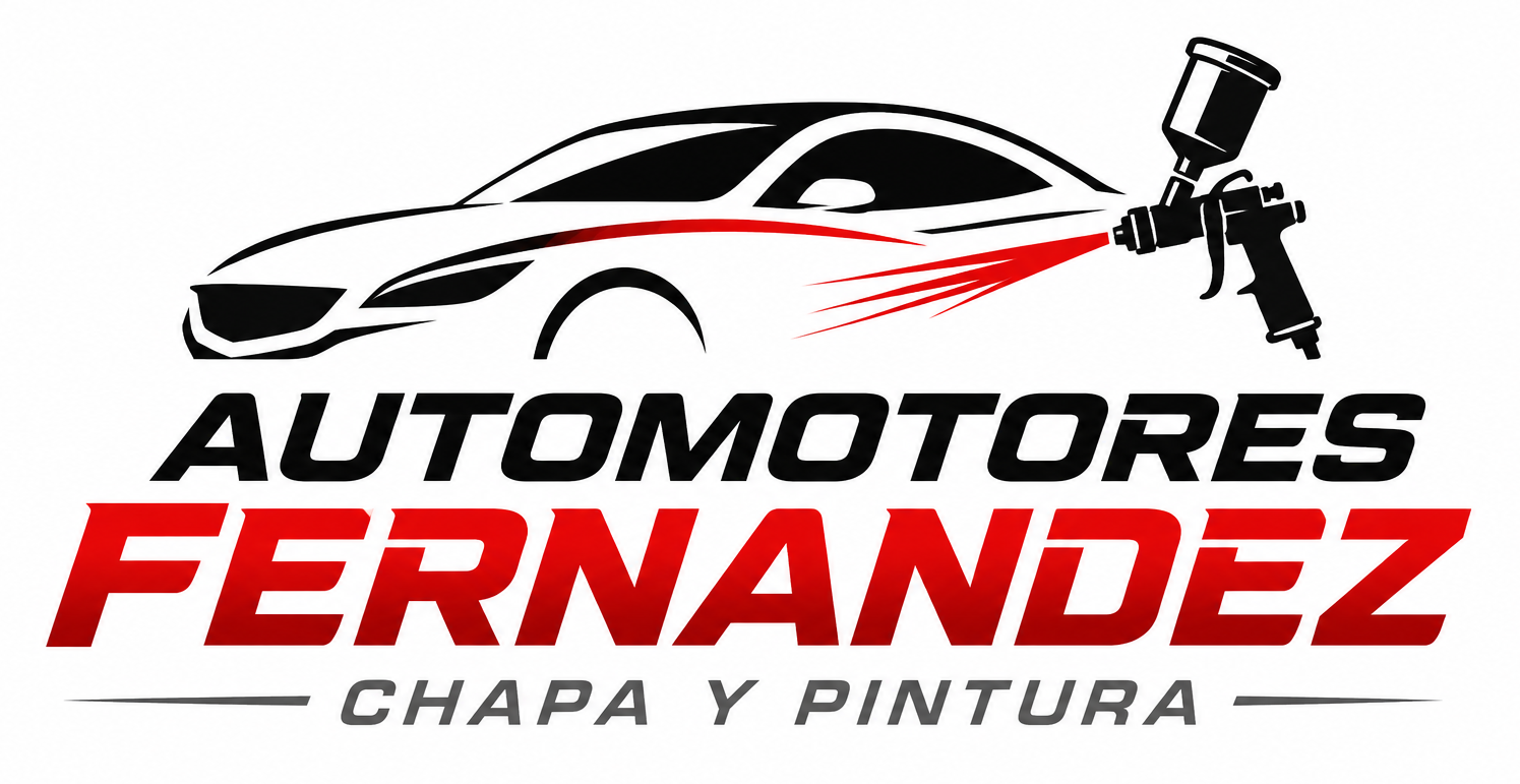 Automotores Fernández logo with a red and black car and spray gun, reading “Chapa y Pintura”