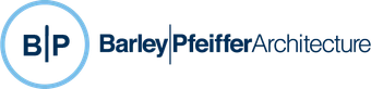Logo: Light blue circle, navy text "Barley Pfeiffer Architecture".