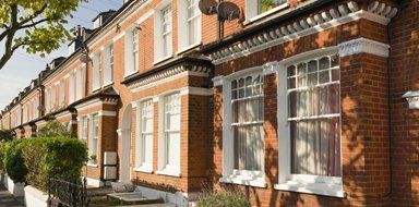 Row of red bricked houses