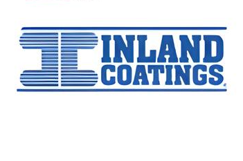 A blue and white logo for inland coatings