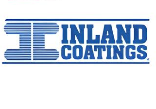 A blue and white logo for inland coatings