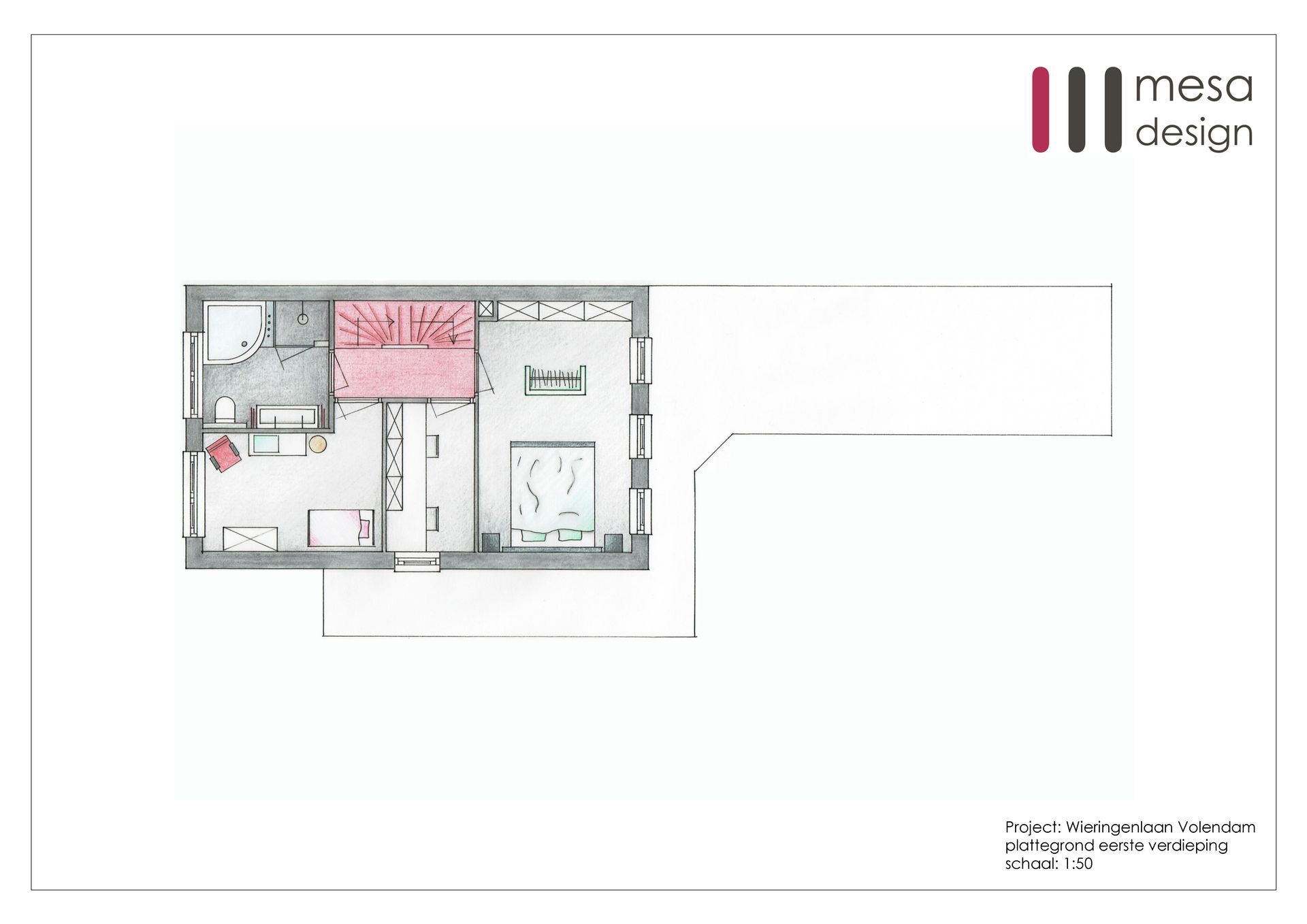 1e verdieping slaapkamer badkamer stokke auping nova mobili orange slice hoekbank oranje vloer tapijt artifort ontwerp interieur design