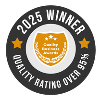 A sticker that says 2025 winner quality rating over 95 %