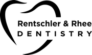 A black and white logo for rentschler & rhee dentistry