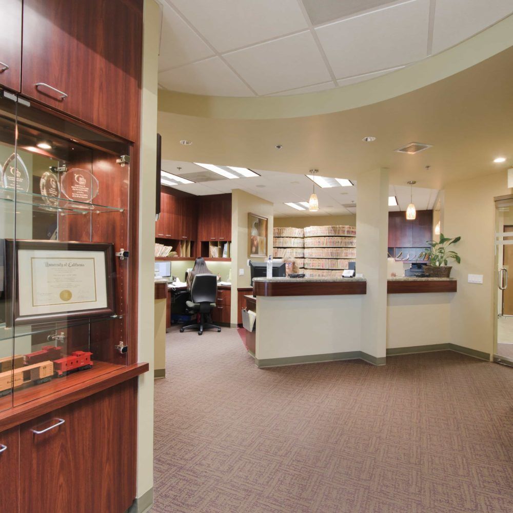 A display case with a certificate on top of it