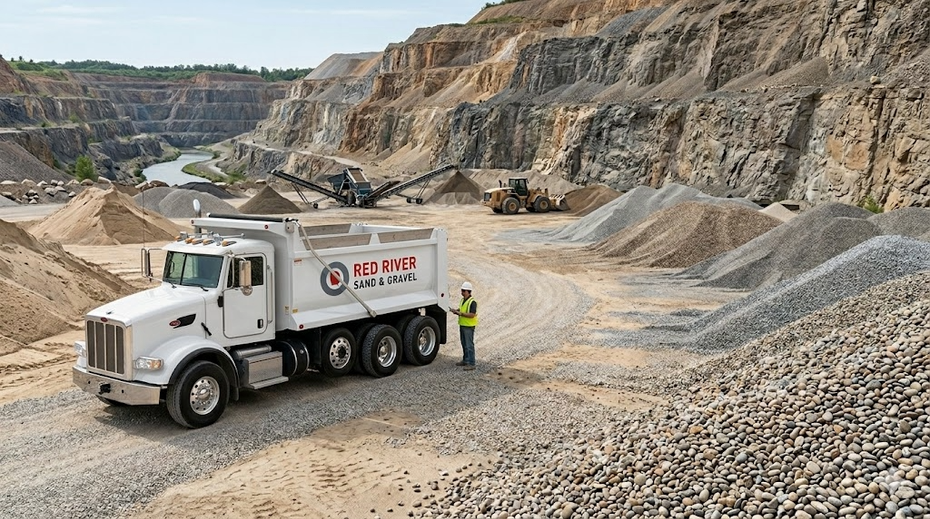 Red river dump truck
