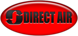 Un ovale rouge avec le mot direct air dessus