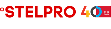 Un logo rouge et bleu pour stelpro 40
