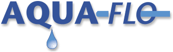 The aqua-flo logo has a drop of water coming out of it.