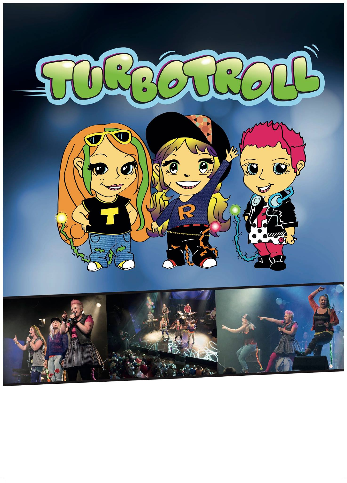 En plakat for turbotroll med tegneseriefigurer på