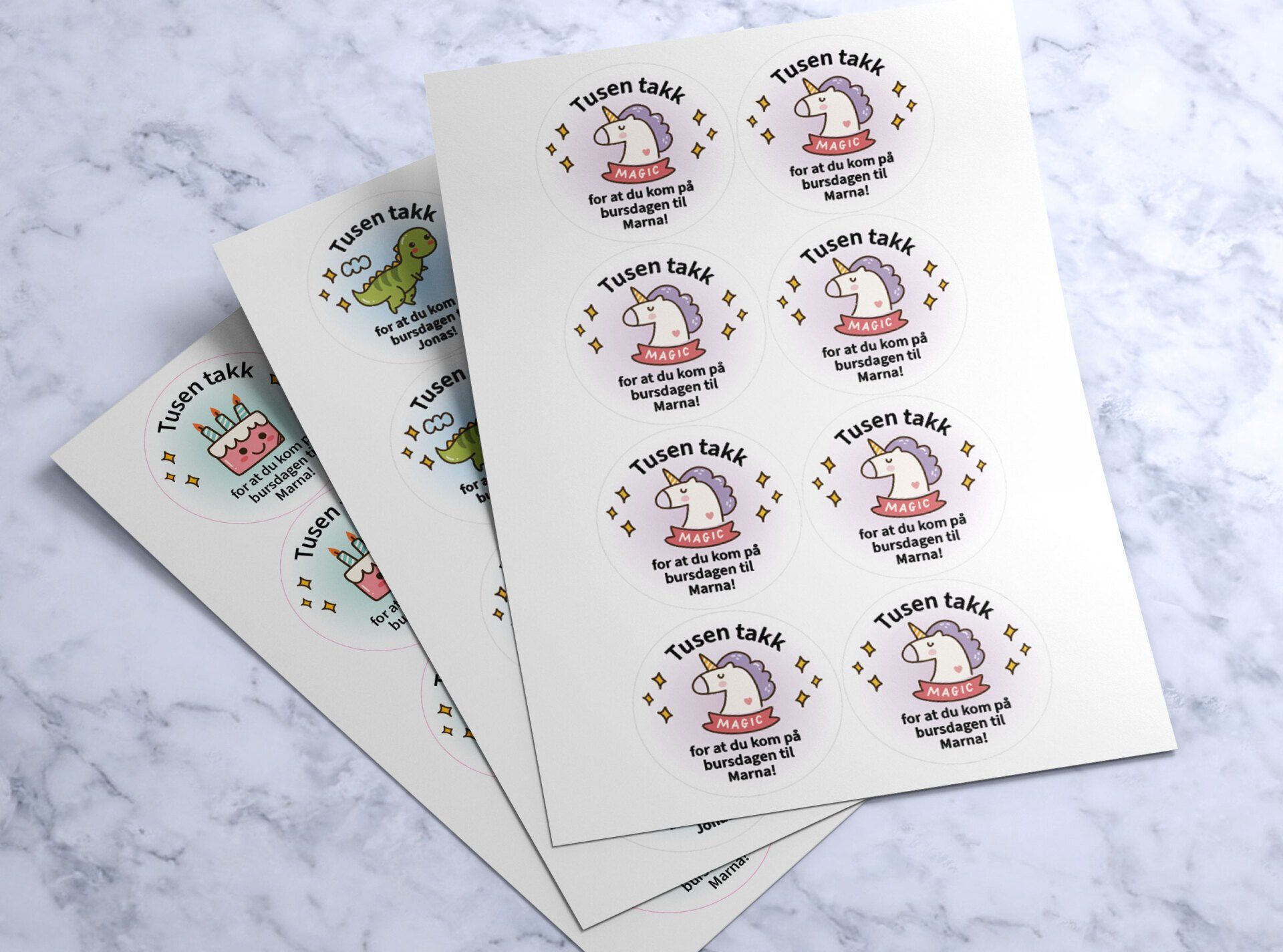 Etiketter til barnebursdag