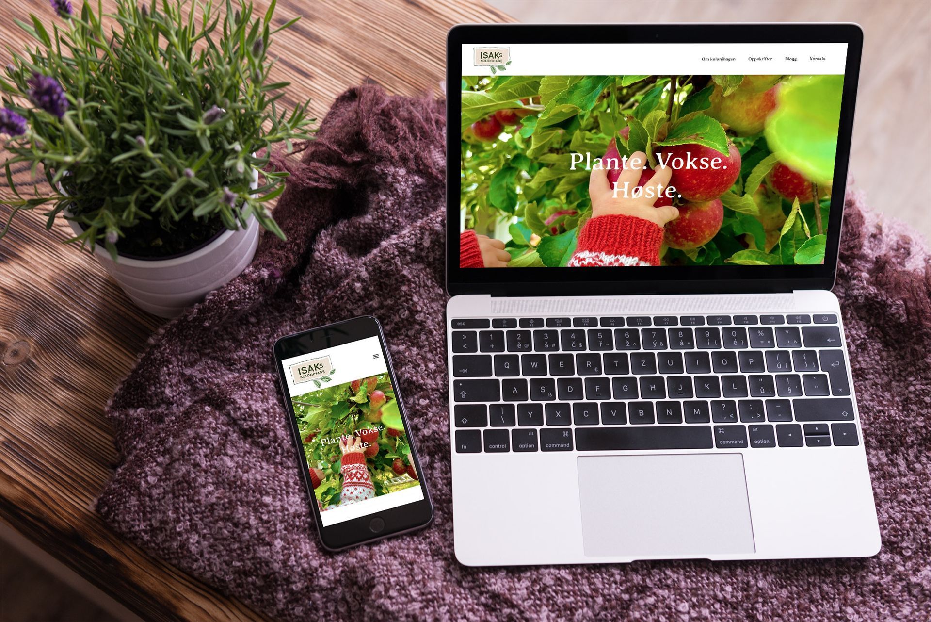 Isaks Kolonihage nettside og logo/profil