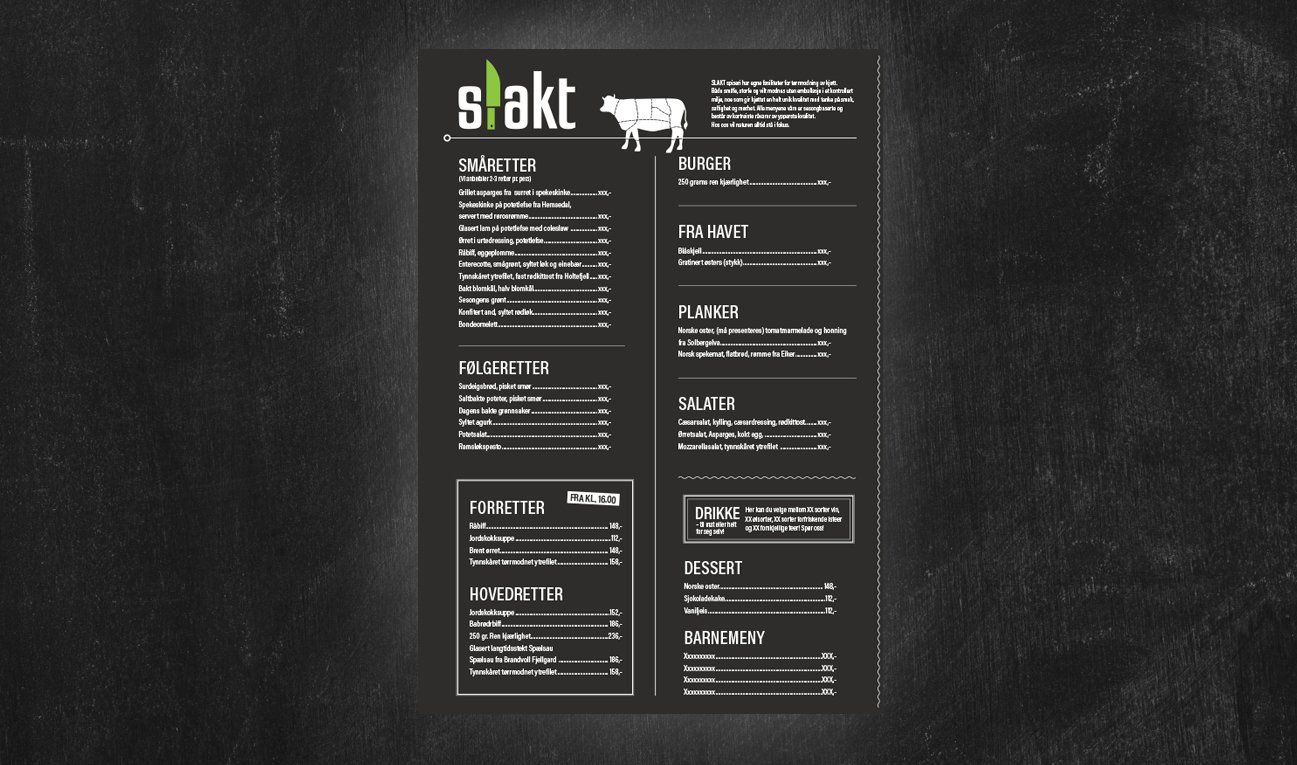 En svart-hvitt-meny for en restaurant som heter brakt