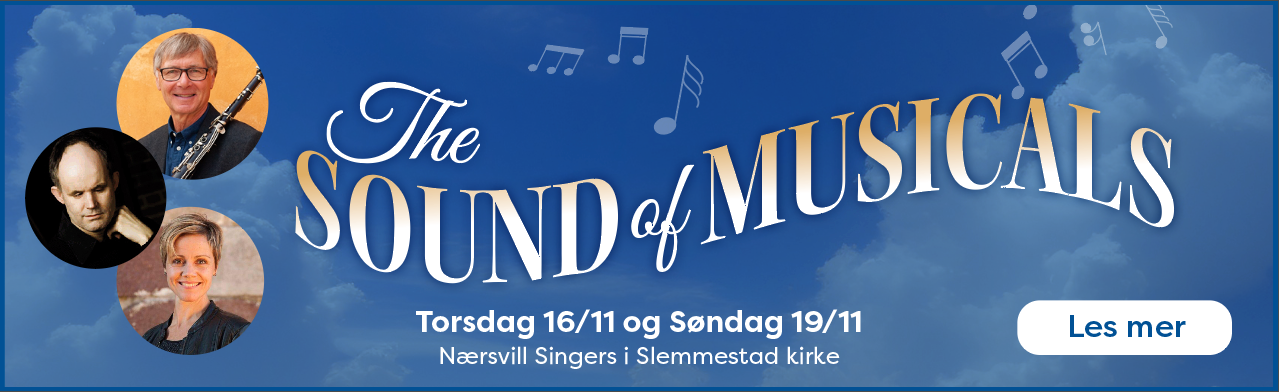 En plakat for lyden av musikaler med en blå himmel i bakgrunnen