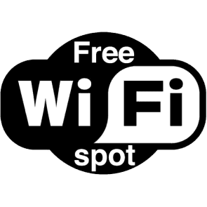 A black and white logo for a free wifi spot
