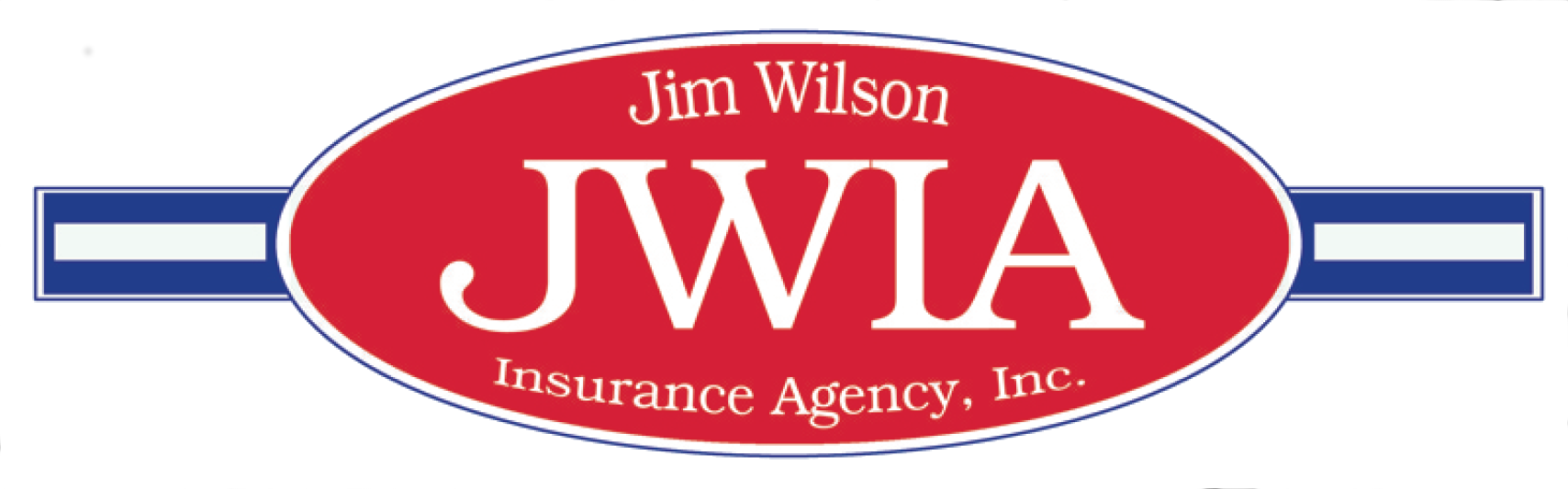 Jim Wilson JWIA Insurance Agency, Inc. logo in red, white, and blue with oval emblem