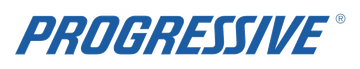 Progressive logo in blue italic text with orange underline