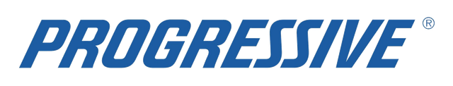 Progressive logo in blue italic text with orange underline
