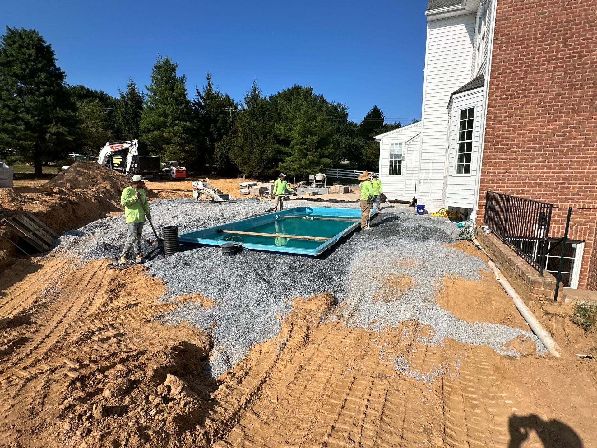 In ground pool fiberglass pool installation in Harford County, MD 