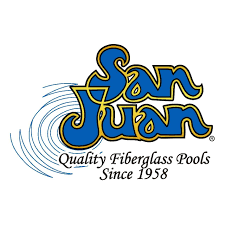 The logo for san juan quality fiberglass pools since 1958