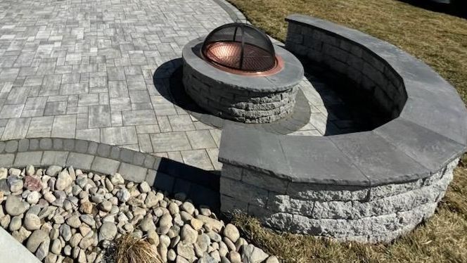 Stone SittingWall with a Paver Patio Installed in Baltimore, MD