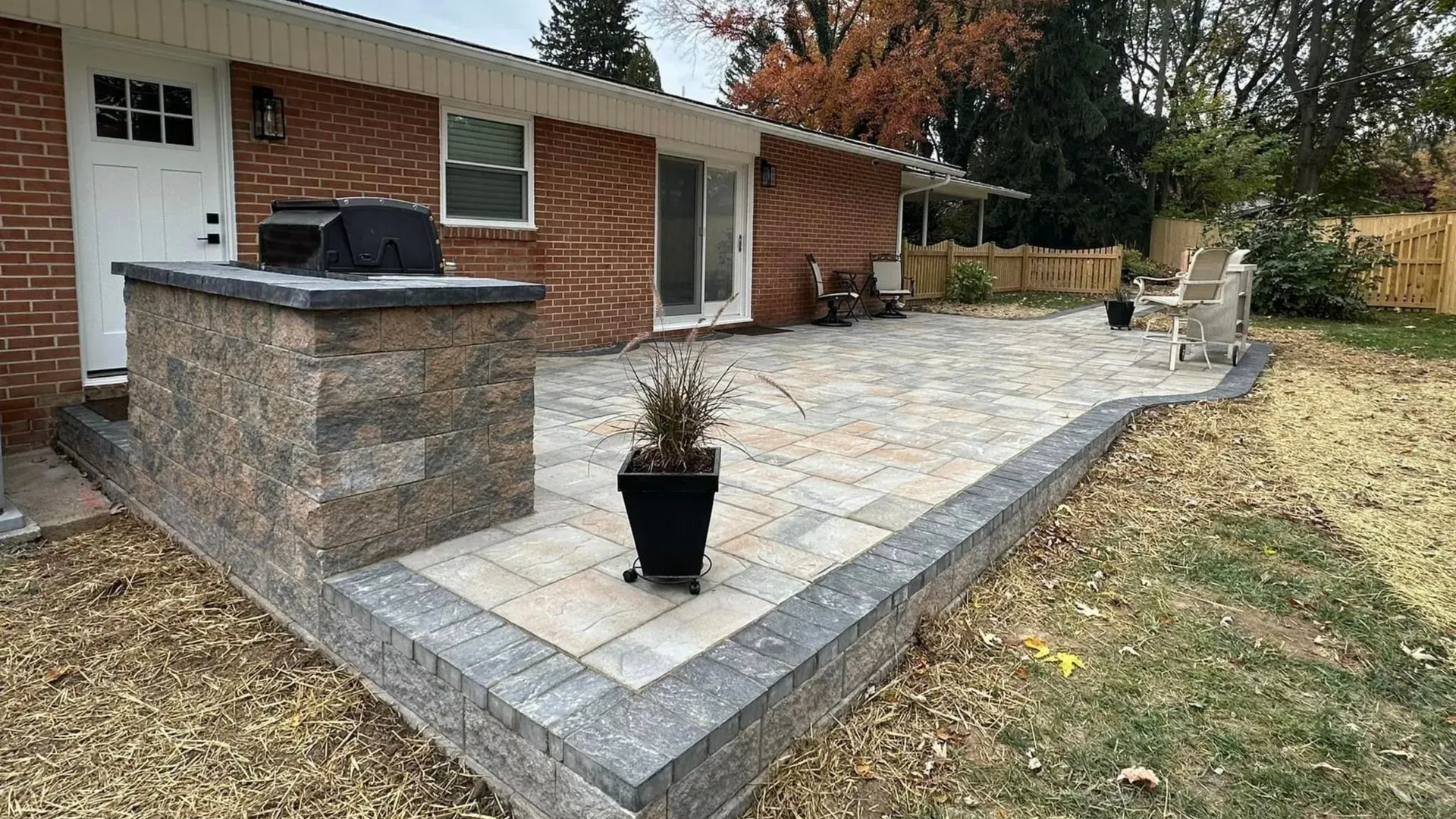 Brand new custom patio with outdoor grill in Maryland