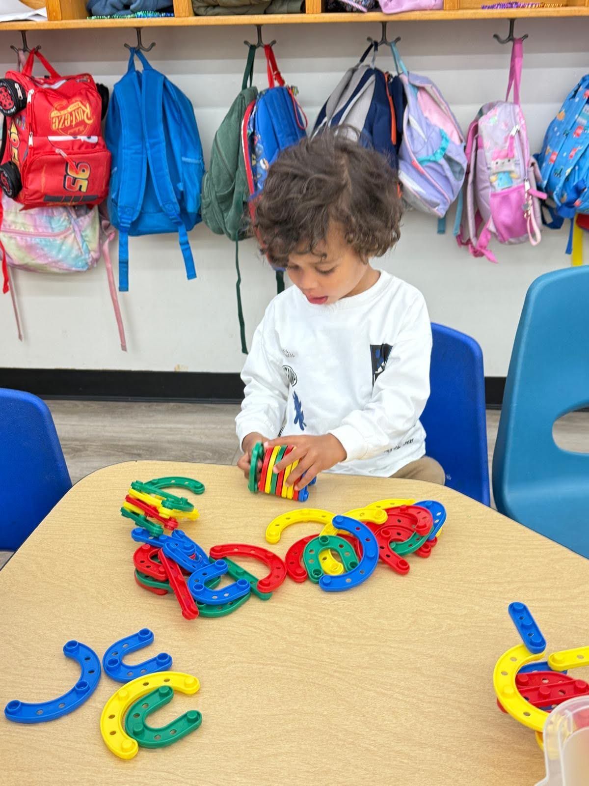 Children playing with building blocks