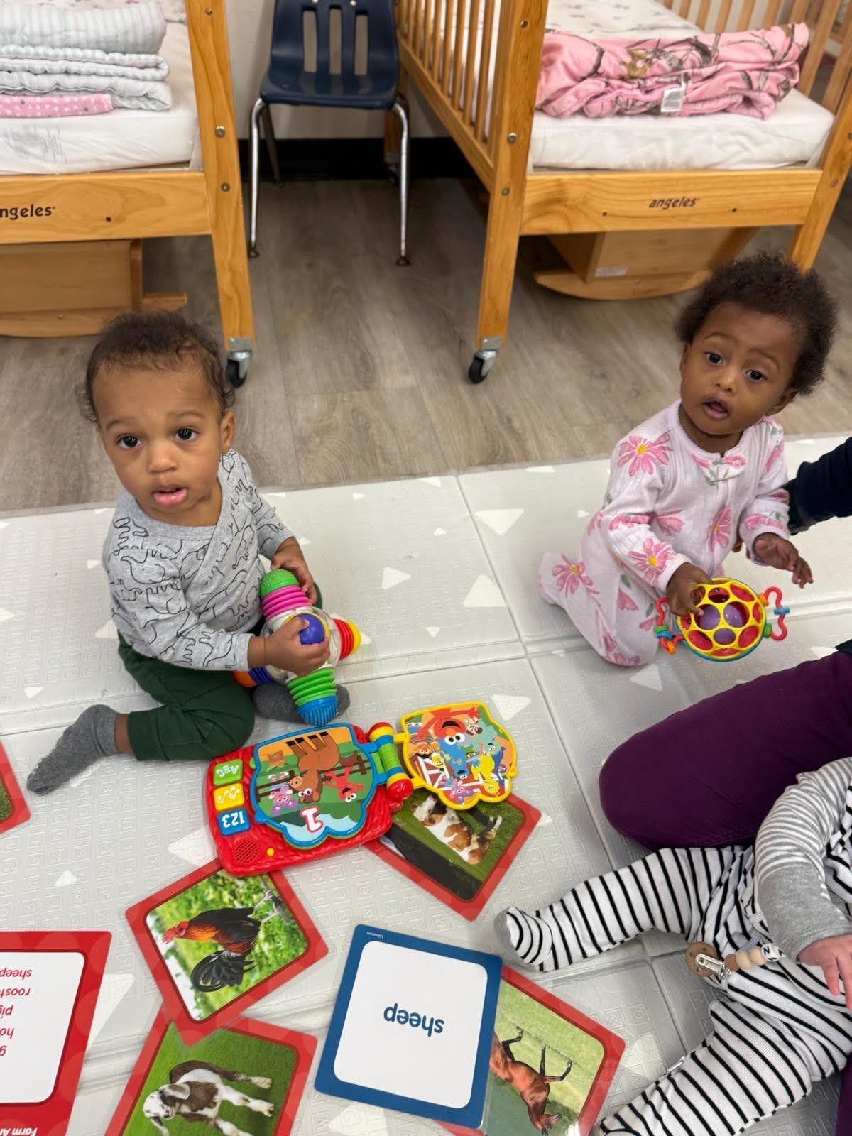 Children playing with building blocks