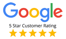 The google logo has a 5 star customer rating.