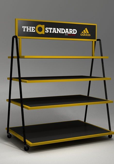 A black and yellow display for the adidas standard