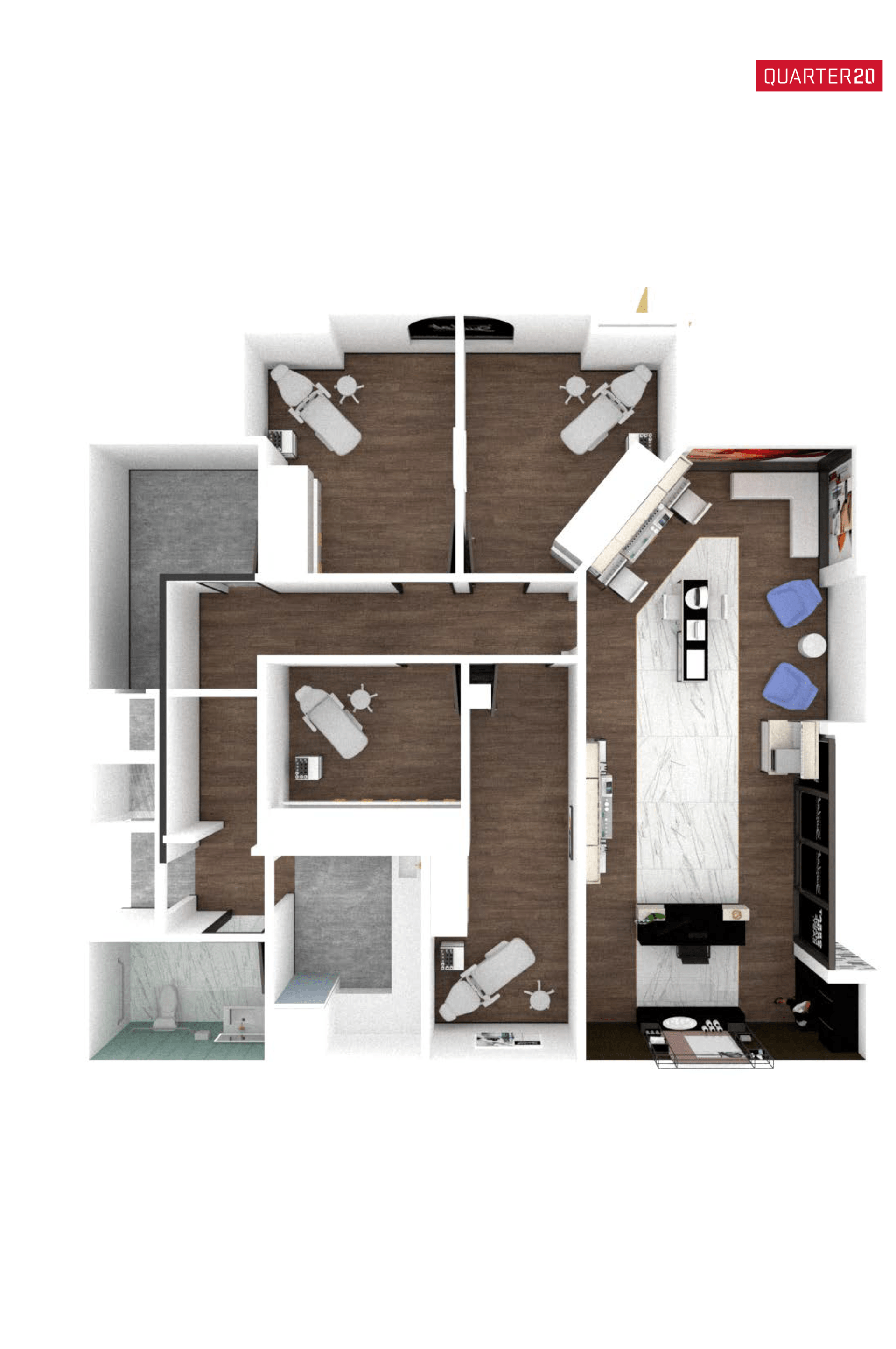 A 3d floor plan of a O'REAL's SkinLab store