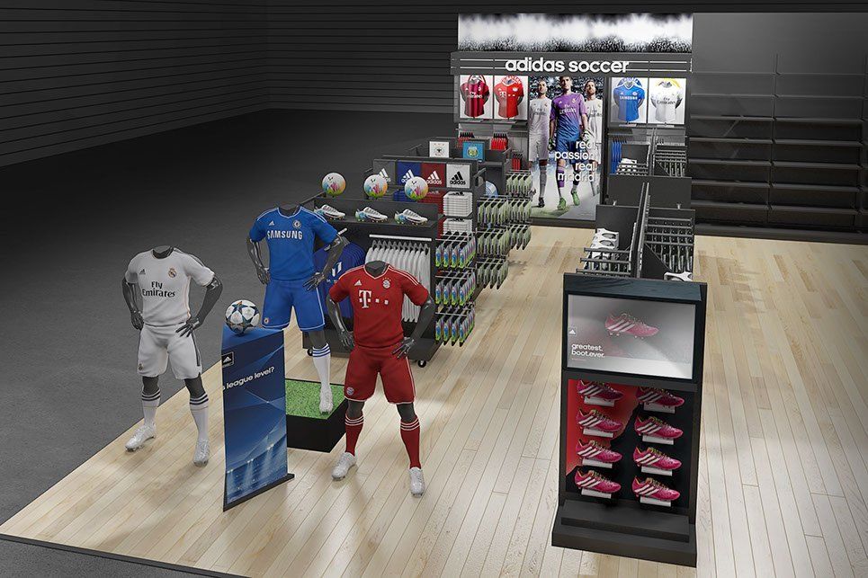 A 3d rendering of an adidas soccer store