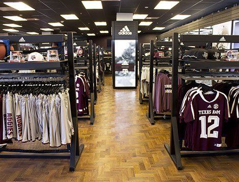 A texas bay jersey is on display in a store