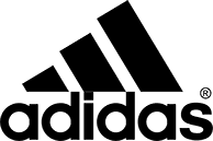 A black and white adidas logo on a white background.