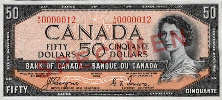 Cropped version of 1984,0023,00130,000,a1,2d0082.jpg, from Canada, Bank of Canada, 50 dollars : 1954 at the National currency Museum of the Bank of Canada.
Author Bank of Canada.