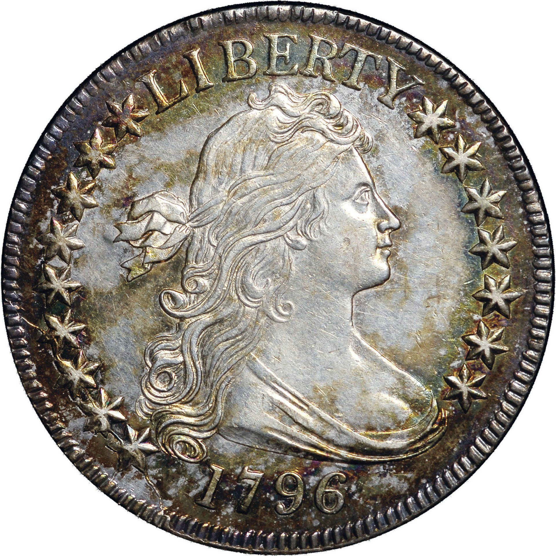 1796 Draped Bust half dollar 16 stars - Image courtesy of NGC