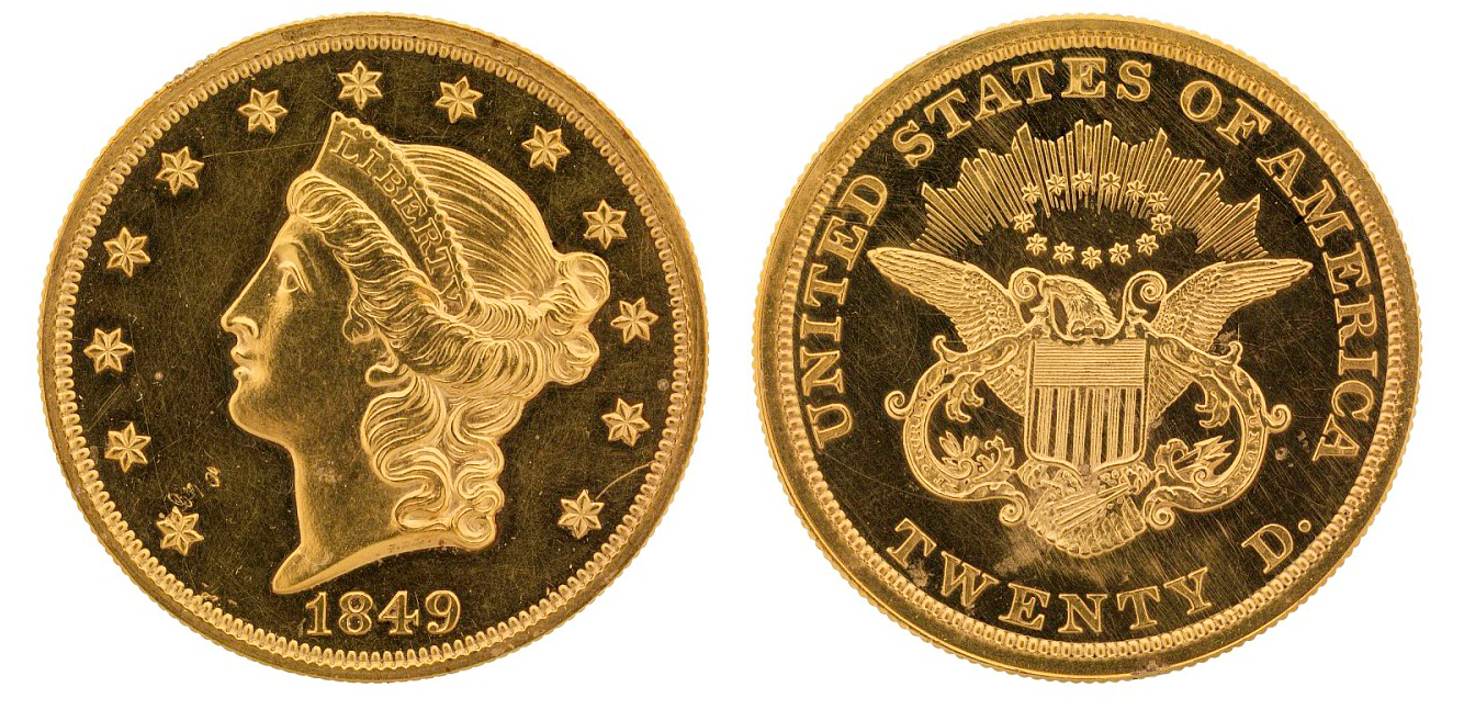 1849 Coronet Head Double Eagle