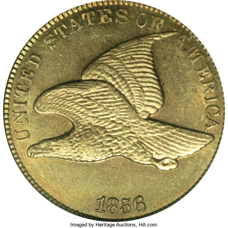 1856 Flying eagle cent. Imaged by heritage auctions, HA.com