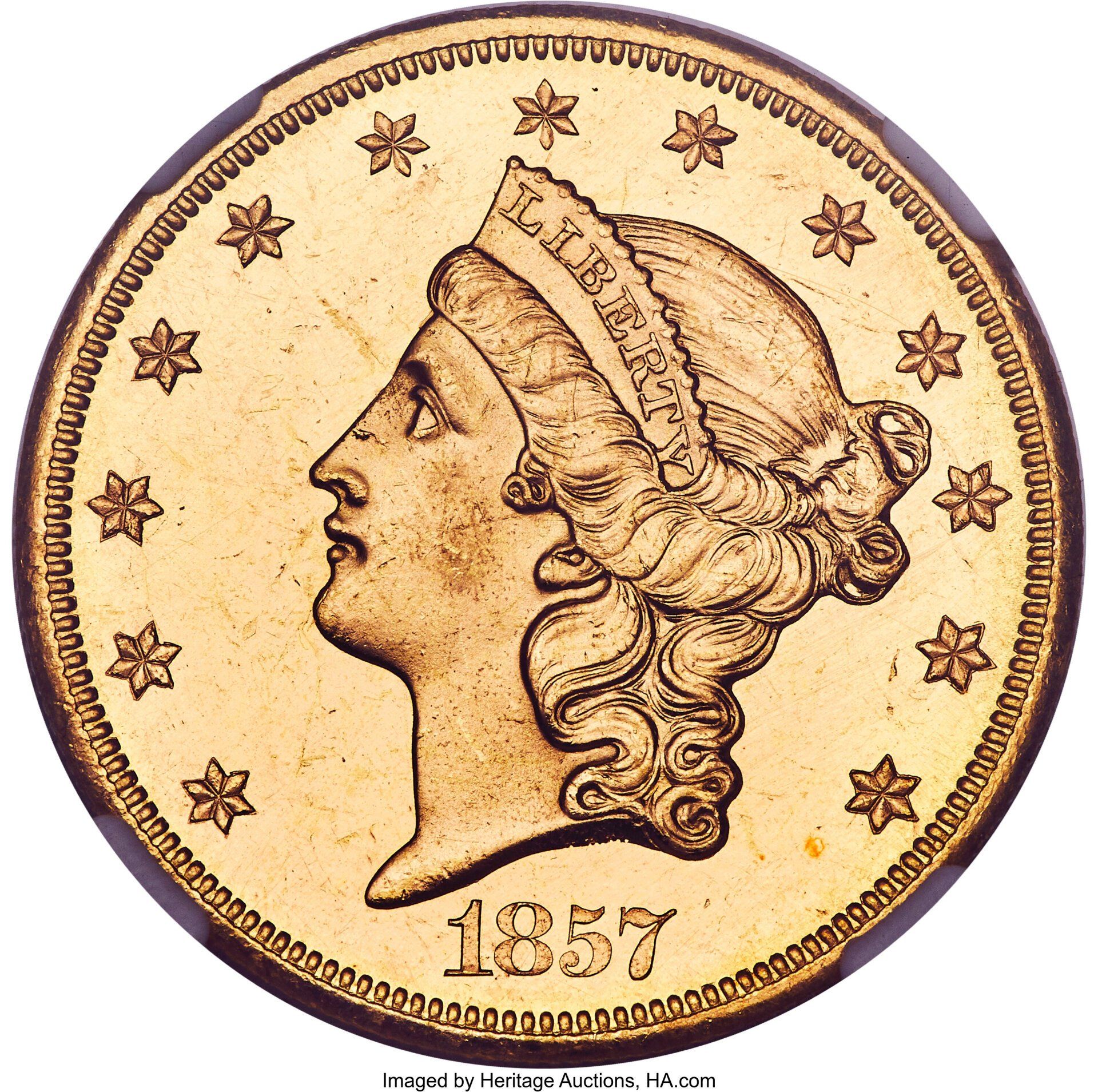 1857 s Double Eagle from the S.S. Central America.  Imaged by Heritage Auctions, HA.com