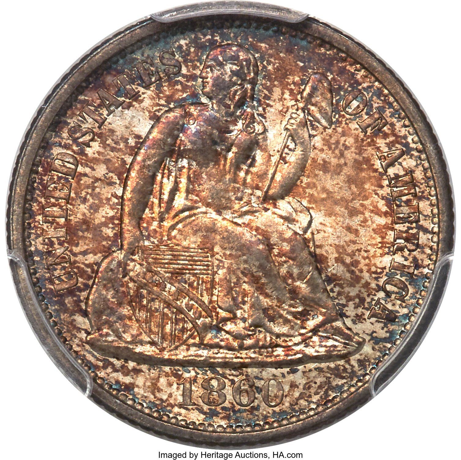 1860 o Liberty Seated dime image courtesy of Heritage Auctions, HA.com