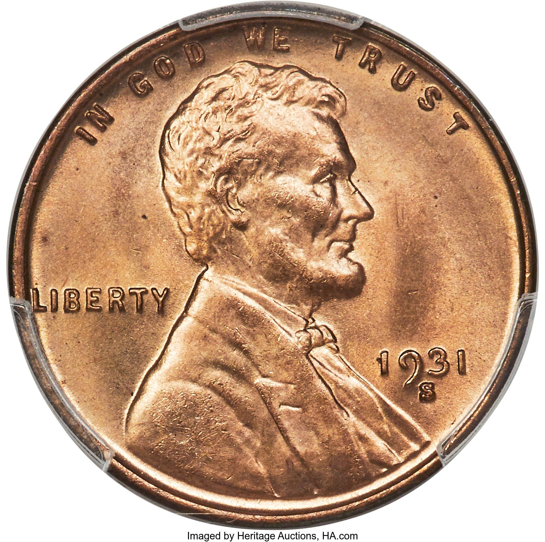 1931-s lincoln wheat cent. imaged by Heritage Auctions, HA.com